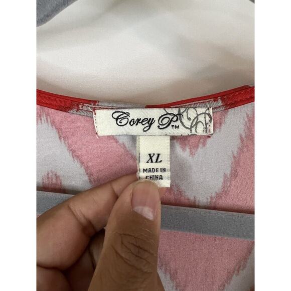 Corey P Women's Red Chevron Dress Size XL - Picture 3 of 4